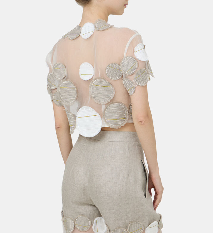 Sofia Silk Hemp Logo Appliqué Cropped Jacket