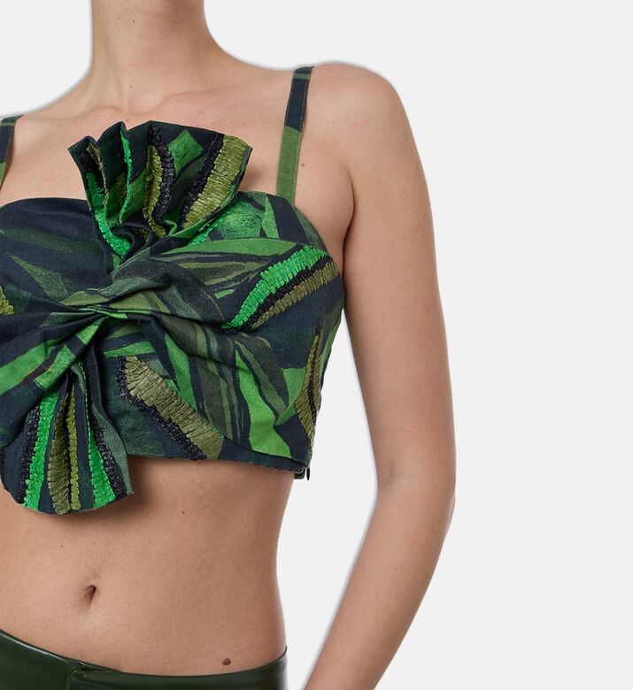 Farm Rio Coconut Tree Flow Crop Top, Model View