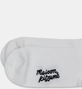 Maison Kitsune Embroidered Patch Ribbed Knit Crew Socks, White, 40-45, Packshot View