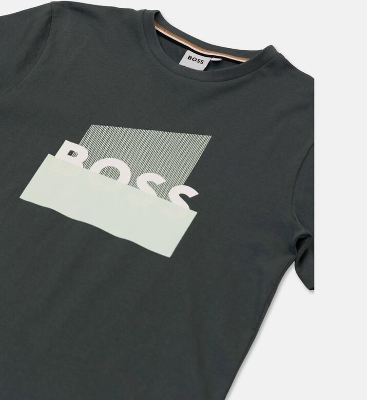 Boss Centered Logo Jersey T-shirt, Grey, 4y, Packshot View