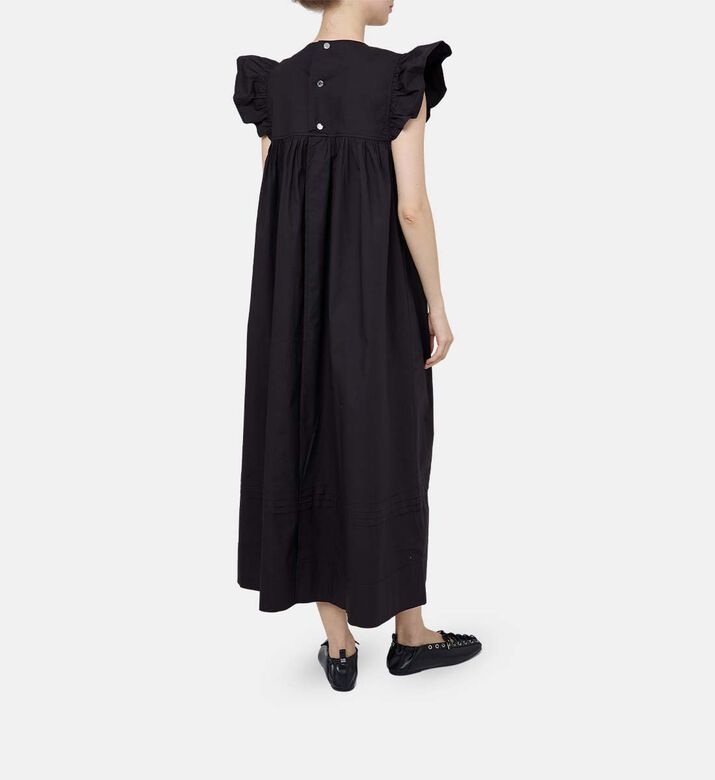 Stretch Cotton Frill Sleeve Dress