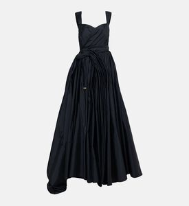 فستان تافتا بطيّات واسع بدون أكمام