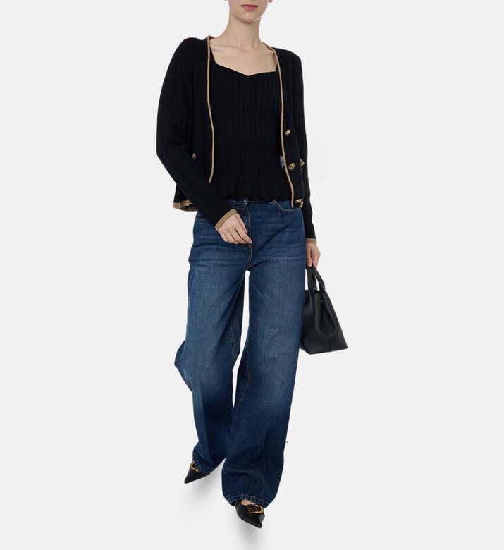 Luisa Spagnoli Merlato Knit V-neck Long-sleeve Sweater, Model View