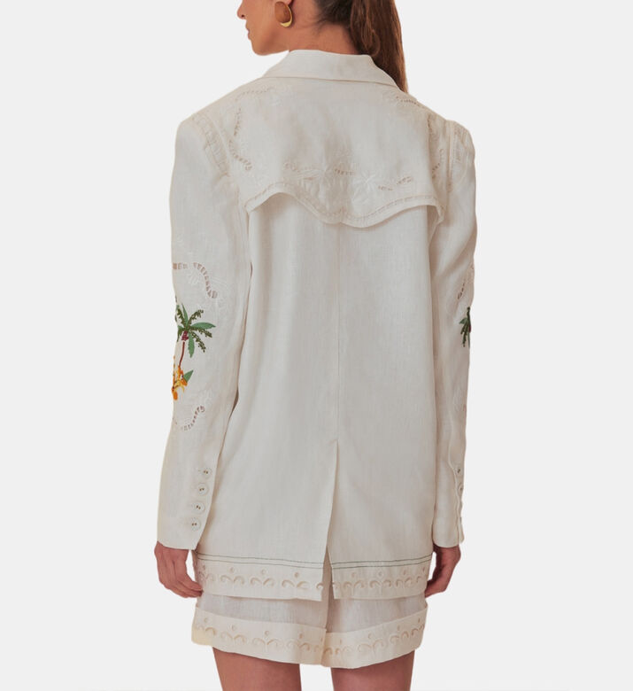 Coconut Tree Macaw Embroidered Richelieu Blazer
