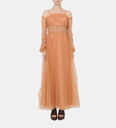 Bead Sequin Embellished Tulle Dress