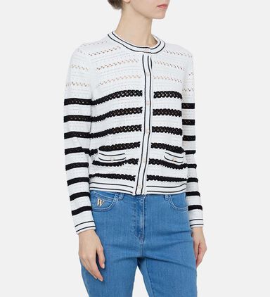Pearl-embellished Long-sleeve Cardigan