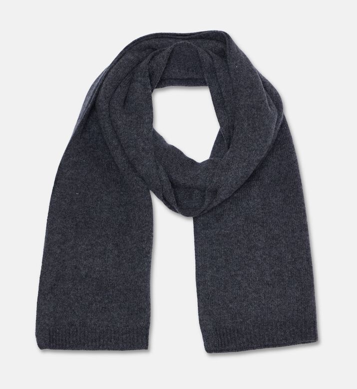 Galeries Lafayette Cashmere Knit Ribbed Scarf, Dark-grey, Packshot View