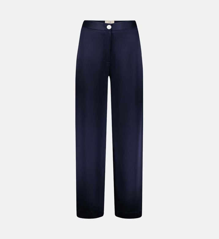 Silk Elastic Waistband Wide-leg Trousers