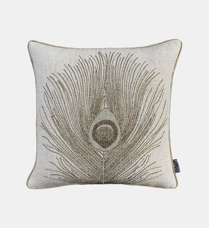 Home Deco and More Peacock Embroidered Piped Cushion, Packshot View