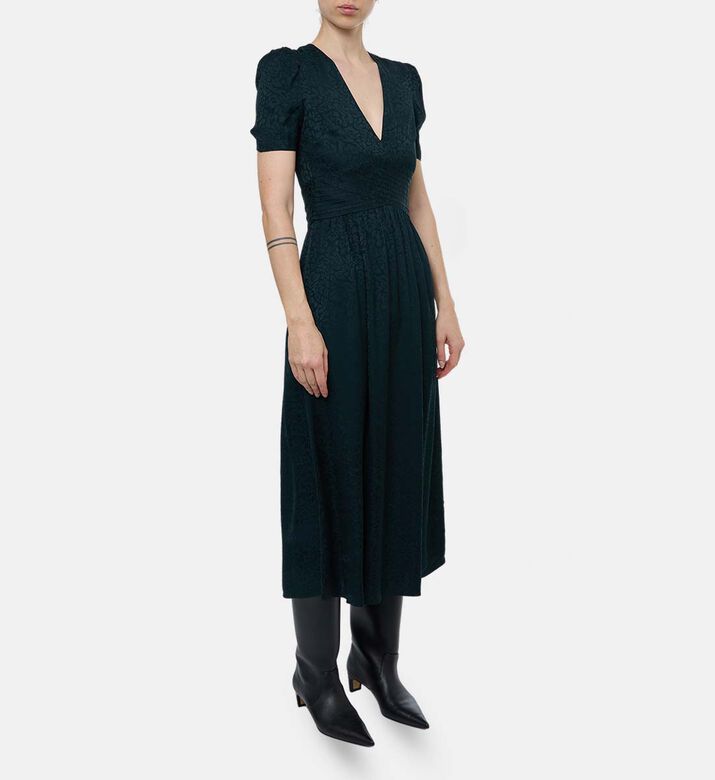 The Kooples Abstract-print High-waist Midi Dress, Model View