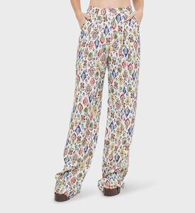 بنطال واسع الأرجل بتفاصيل عرقية