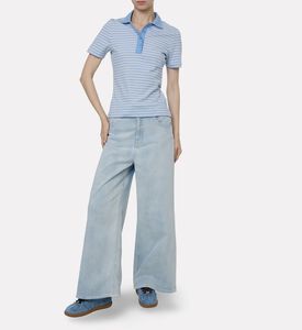 Samsoe Horizontal Striped Polo Shirt, Model View