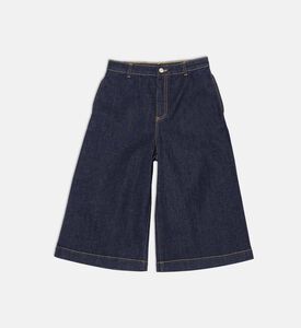 Cotton Wide-leg Contrast Stitching Denim Pants