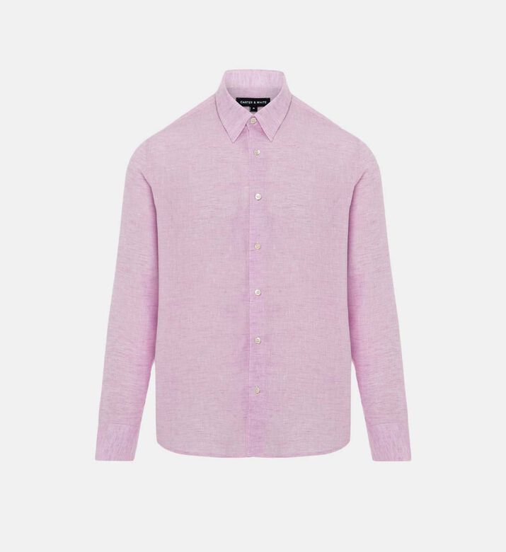 Melange Linen Long-sleeves Poplin Shirt