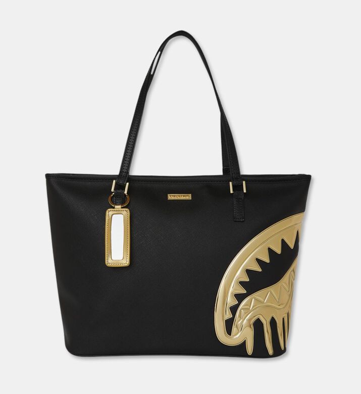 Sprayground Gold Drips Shark Mouth Tote Bag, Packshot View