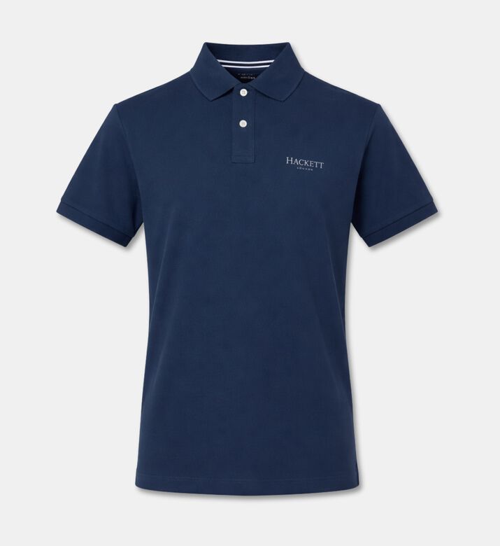 Hackett London Heritage Logo-print Button Placket Polo, Blue, M, Packshot View