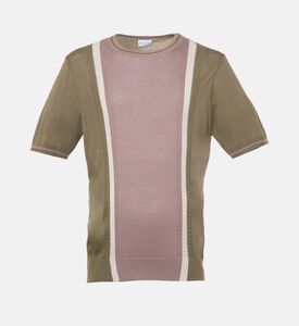 تيشيرت بياقة دائرية محبوكة ومقلّمة