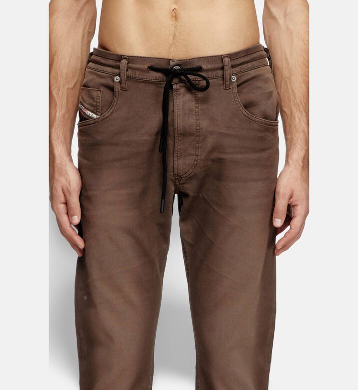 Diesel Relaxed-fit Drawstring Denim Pants, Brown, 32, Model View