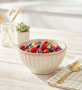 Home Deco and More Stoneware Raising Pearl Design Bowl, Packshot View