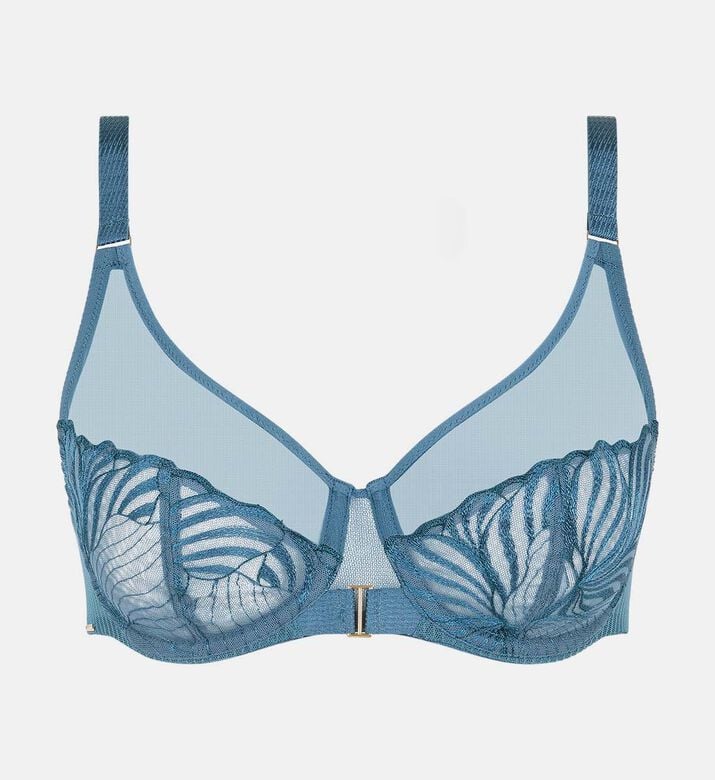 Chantelle Embroidered Lace Bra, Blue, 105, C, Packshot View