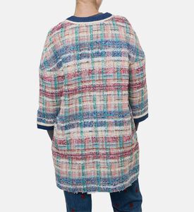 Edward Achour Paris Plaid Tweed Longline Coat, Model View
