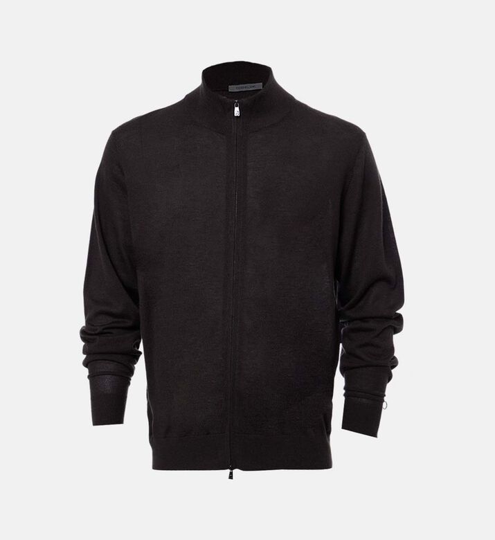 Corneliani Full-zip Stand-up Collar Sweater, Dark-brown, 56, Packshot View