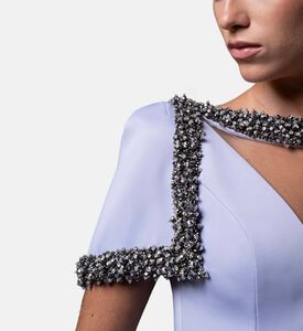 Jean Louis Sabaji Crystal-embellished V-neck Gown, Model View