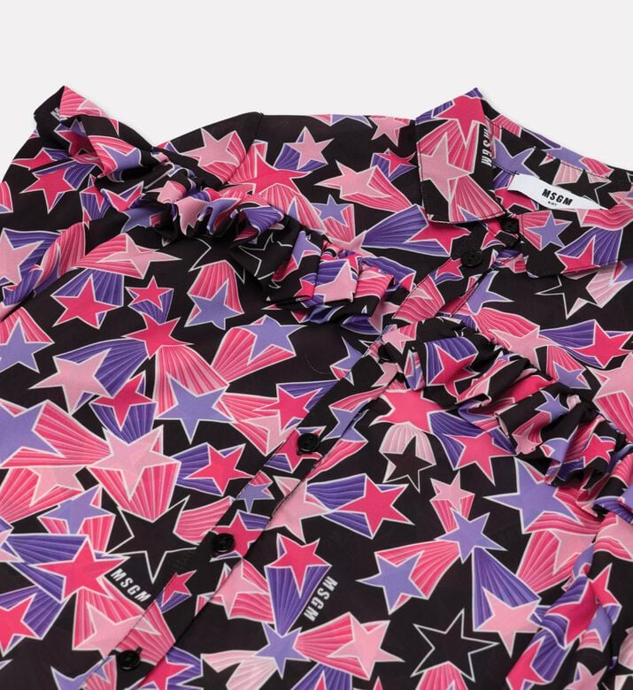 MSGM Georgette Star-print Shirt Girl, Packshot View