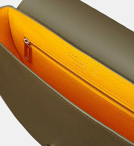 Camille Fournet Astral Calf Leather Pleated Half-moon Handbag, Khaki, Packshot View