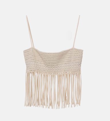 Mariz Fringed Woven Seersucker Top
