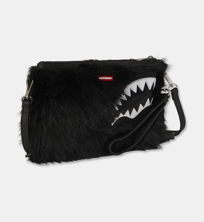 Sprayground Faux-fur Shark-print Crossover Clutch, Packshot View