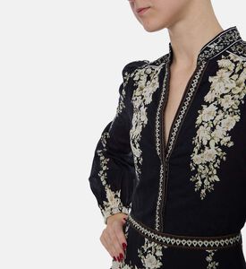 Alice and Olivia Valencia Deep V-neck Blouson Mini Dress, Model View