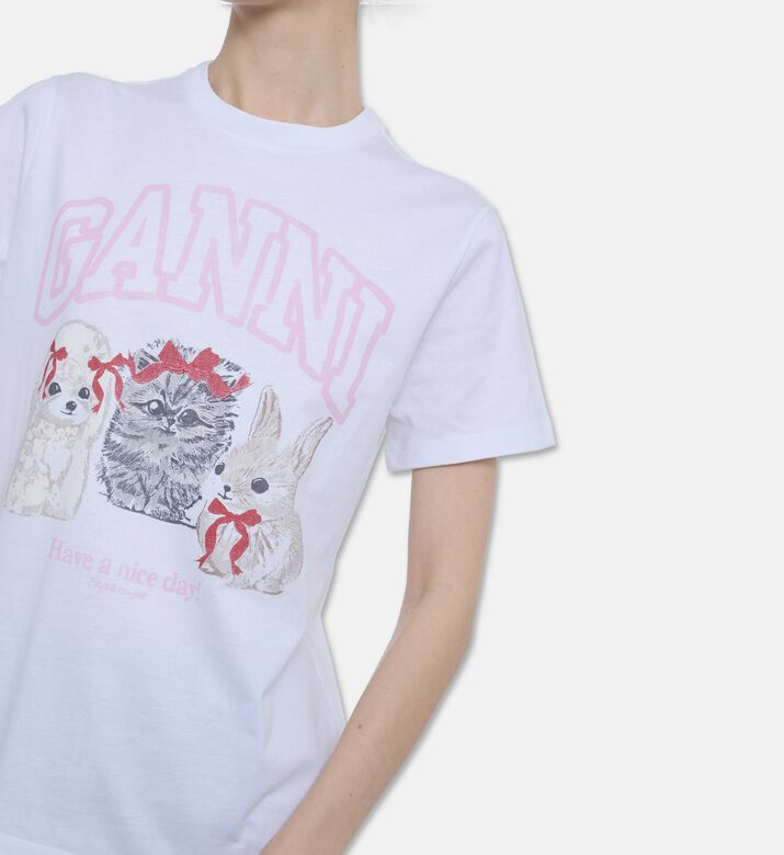Ganni Animal Trio Graphic T-shirt, Model View