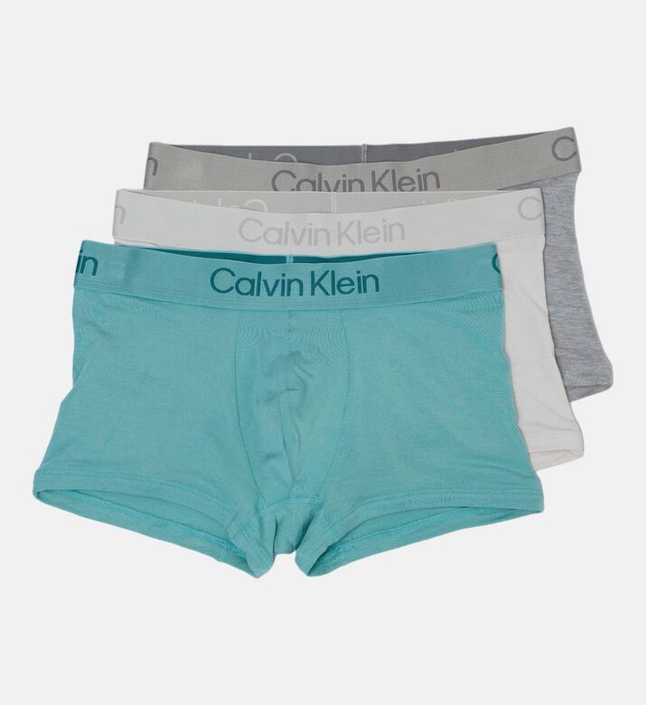 Calvin Klein Classic Logo-print 3-pack Trunks, Grey, S, Packshot View