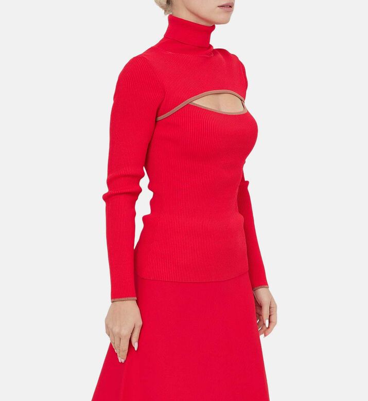 Chest Cut-out Detail Ribbed Top