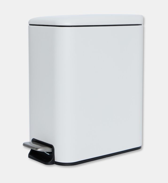 Home Deco and More Soft Close Rectangle Pedal Bin, White, Packshot View