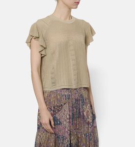 Ba and Sh Ruffled Knit Short-sleeve Top, Model View