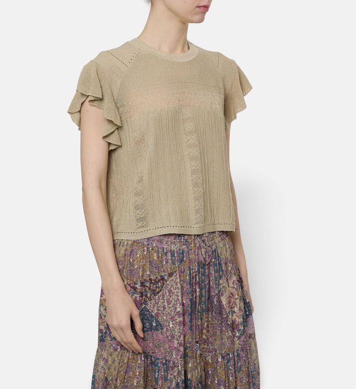 Ba and Sh Ruffled Knit Short-sleeve Top, Model View