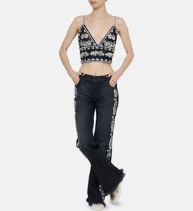 بلوزة كارلي بتصميم صدرية مطرزة