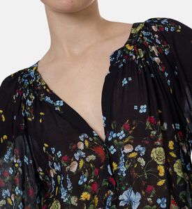 Alice and Olivia All-over Floral-print Long-sleeve Blouse, Model View