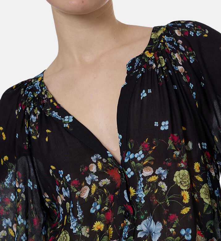 Alice and Olivia All-over Floral-print Long-sleeve Blouse, Model View