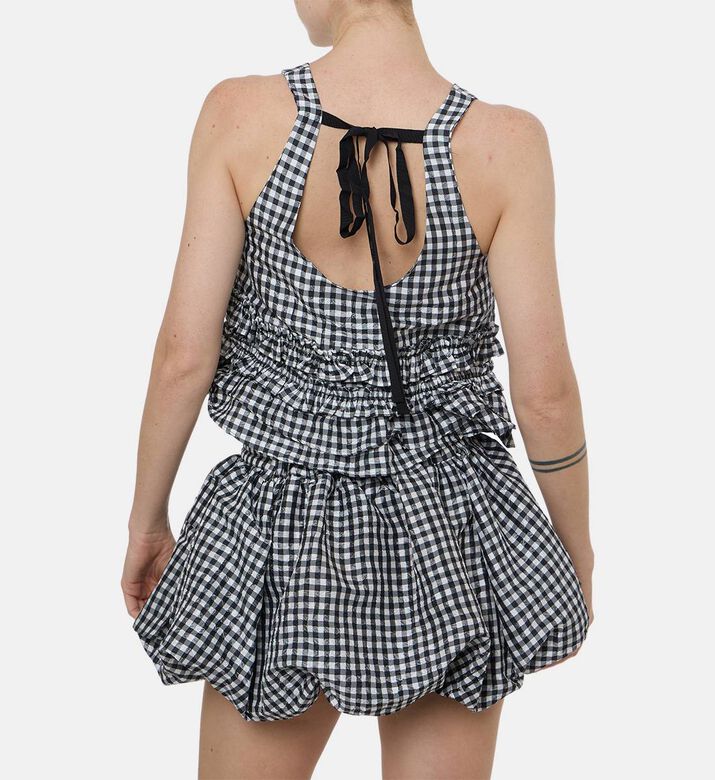 Ganni Checkered-print Sleeveless Top, Model View