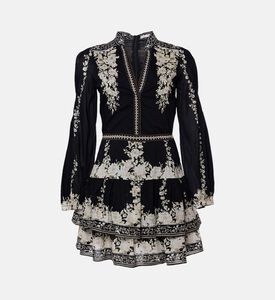 Alice and Olivia Valencia Deep V-neck Blouson Mini Dress, Packshot View