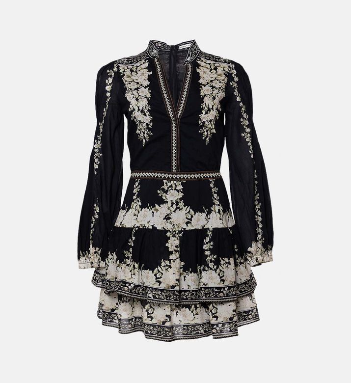 Alice and Olivia Valencia Deep V-neck Blouson Mini Dress, Packshot View