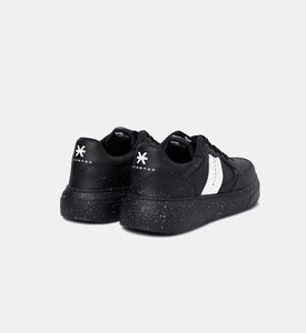 Splash-effect Lace-up Leather Sneakers