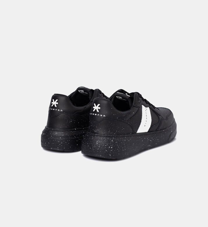 Splash-effect Lace-up Leather Sneakers
