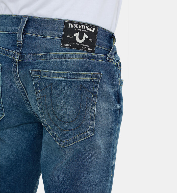 Five-pockets Dark Wash Straight-fit Pants