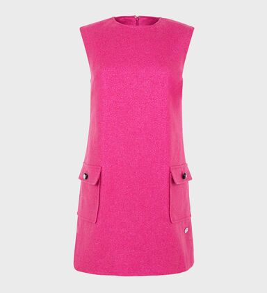 Wool Front Pockets Mini Dress