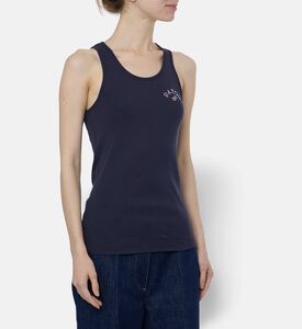 Patou Fitted Logo-embroidery Top, Blue, L, Model View
