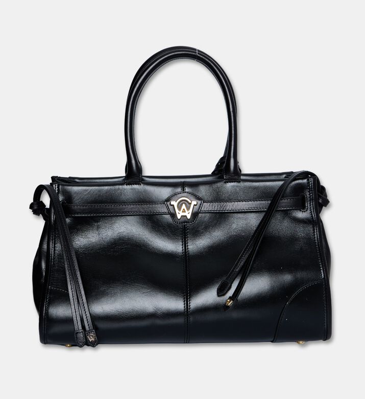 Manc Leather Structured Top-handle Bag, Black, Packshot View